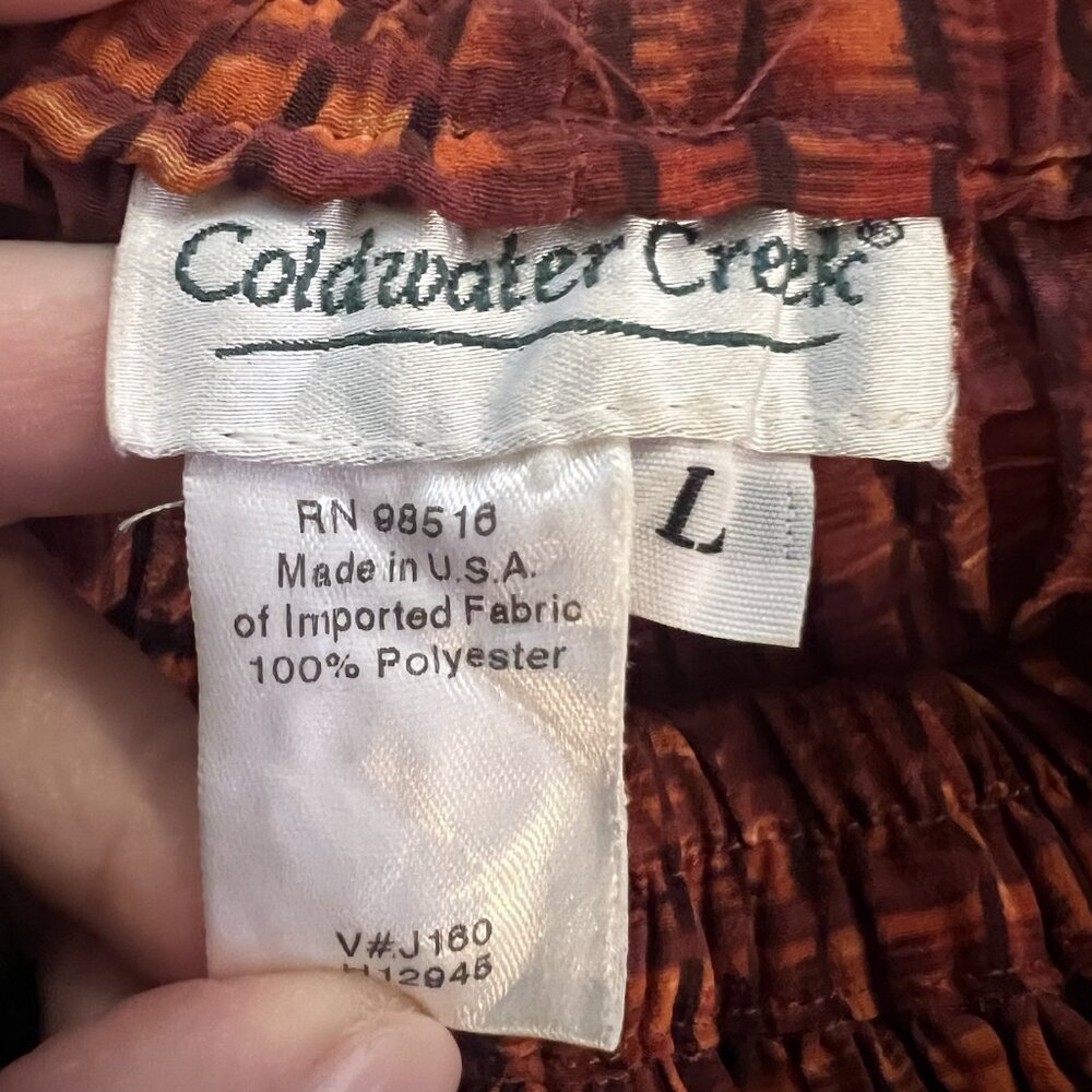 Vintage Coldwater Creek Pleated Maxi Skirt Elastic Waist Size Large Boho Hippie - Picture 2 of 5